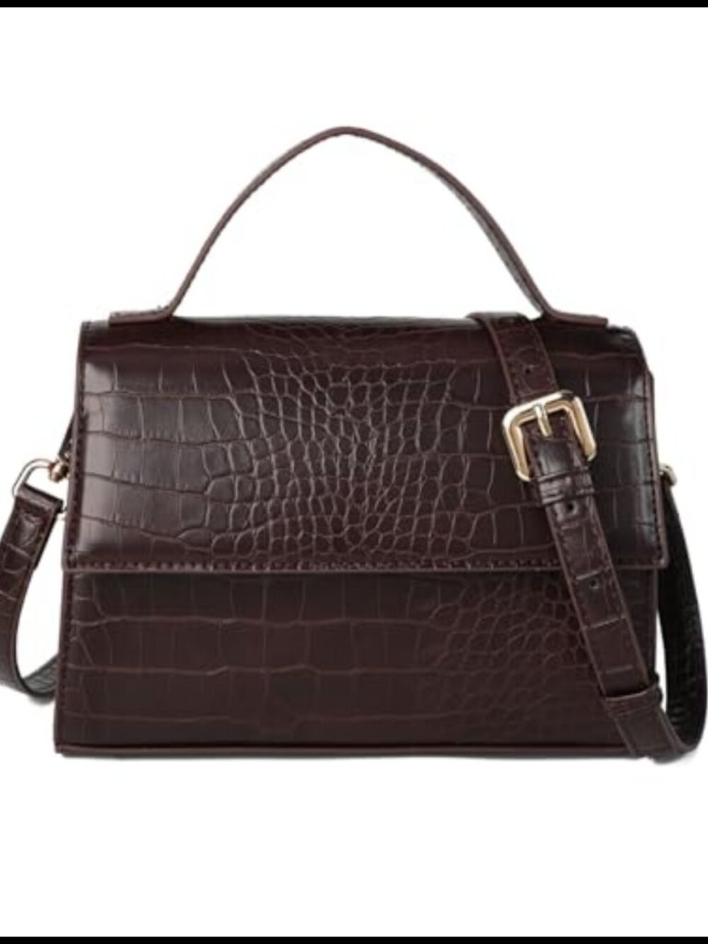 PU Leather Crocodile Pattern Crossbody Bag Top Handle Shoulder Purse